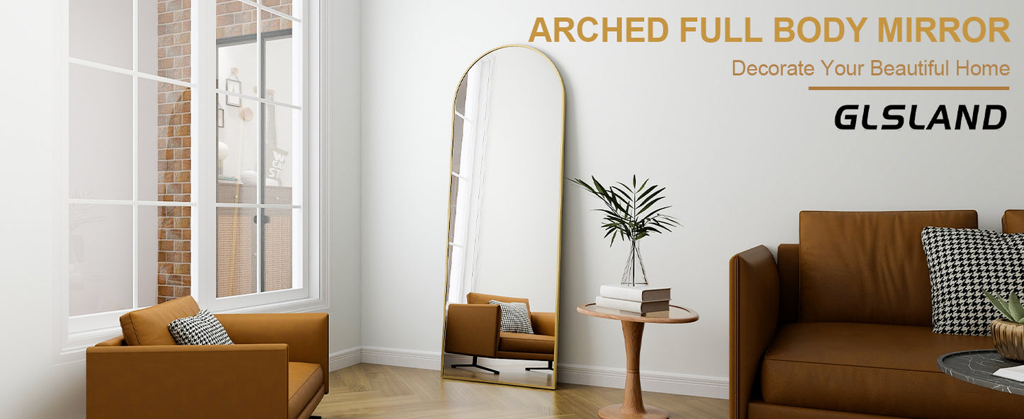 π Arched Full Length Mirror 64"x21" β Aluminum Frame, HD Body Mirror for Bedroom & Living Room