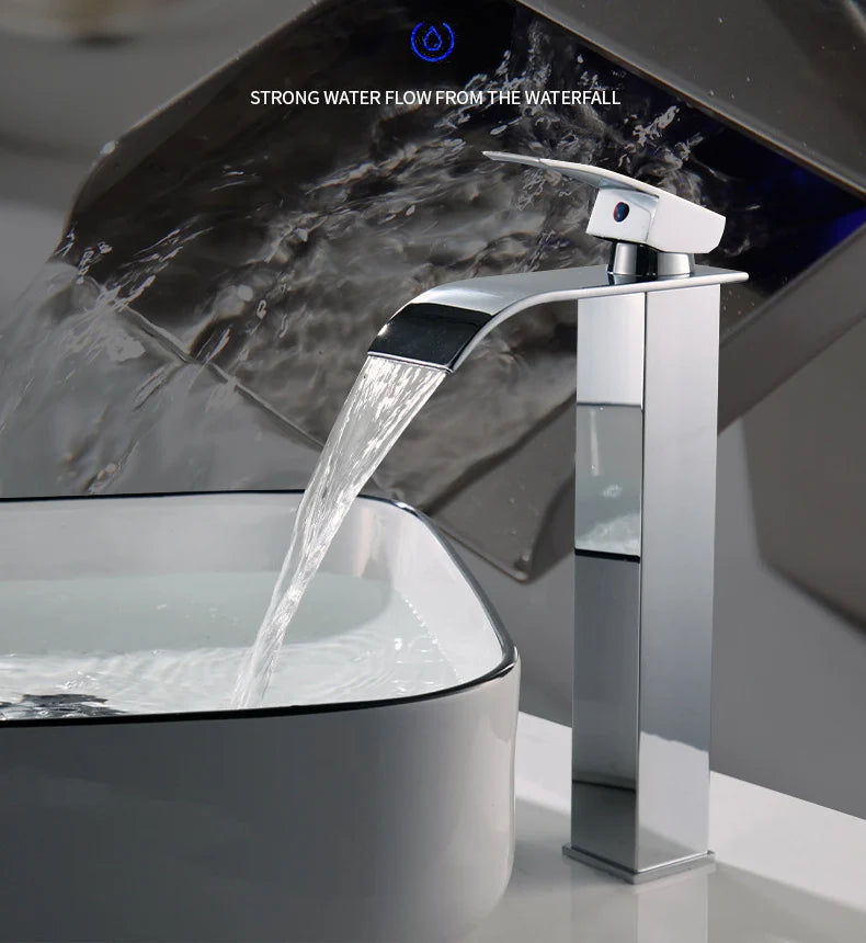Waterfall Bathroom Faucet – Hot & Cold Dual Control, Stainless Steel