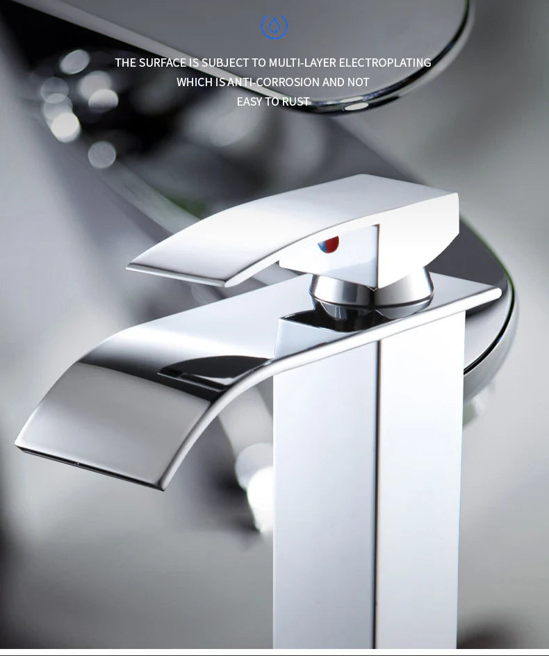 Waterfall Bathroom Faucet – Hot & Cold Dual Control, Stainless Steel
