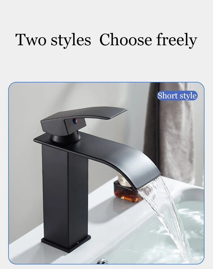 Waterfall Bathroom Faucet – Hot & Cold Dual Control, Stainless Steel