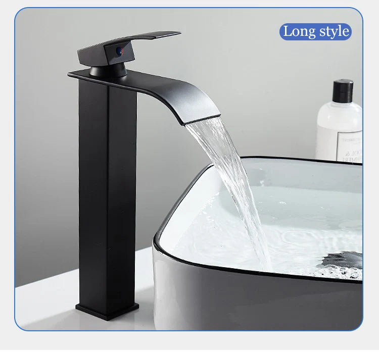 Waterfall Bathroom Faucet – Hot & Cold Dual Control, Stainless Steel