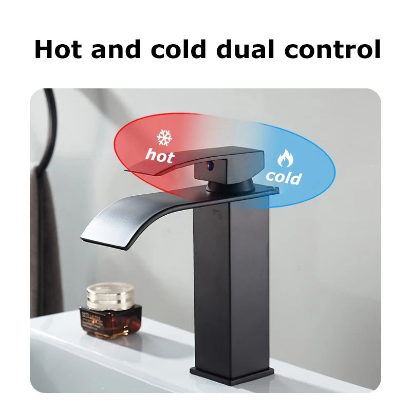 Waterfall Bathroom Faucet – Hot & Cold Dual Control, Stainless Steel