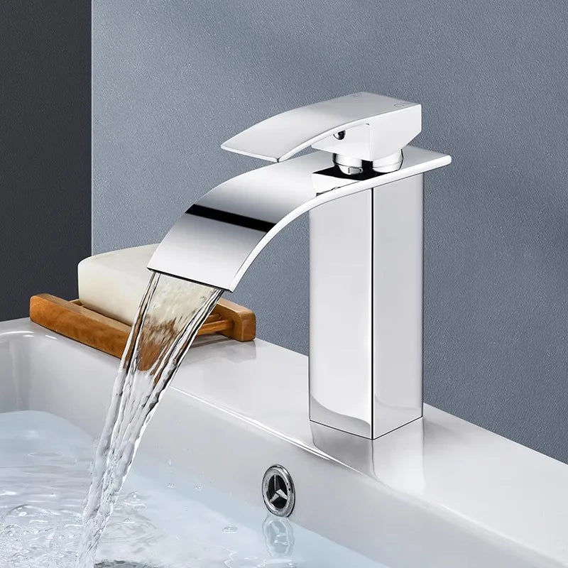 Waterfall Bathroom Faucet – Hot & Cold Dual Control, Stainless Steel