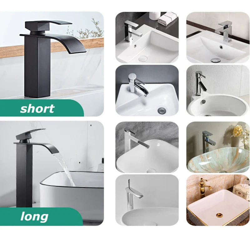 Waterfall Bathroom Faucet – Hot & Cold Dual Control, Stainless Steel