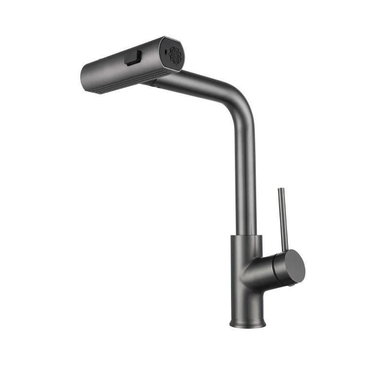 Modern Black Pull Down Kitchen Faucet with Sprayer – Brushed Nickel Finish, Single Handle Sink Mixer Tap