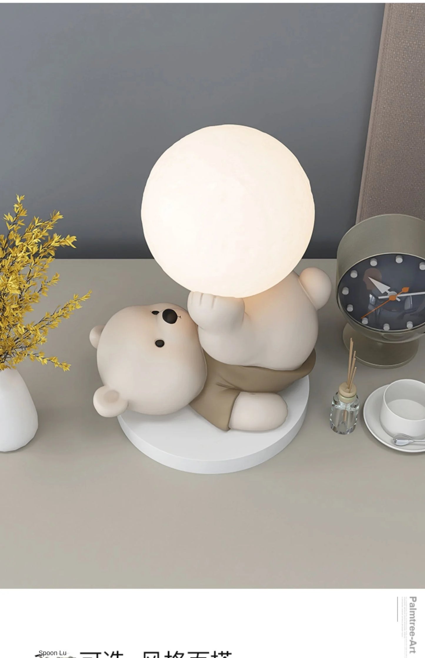 Nordic Bear Statue for Home Decor – Cute Resin Animal Figurine for Living Room, Desk or Entryway