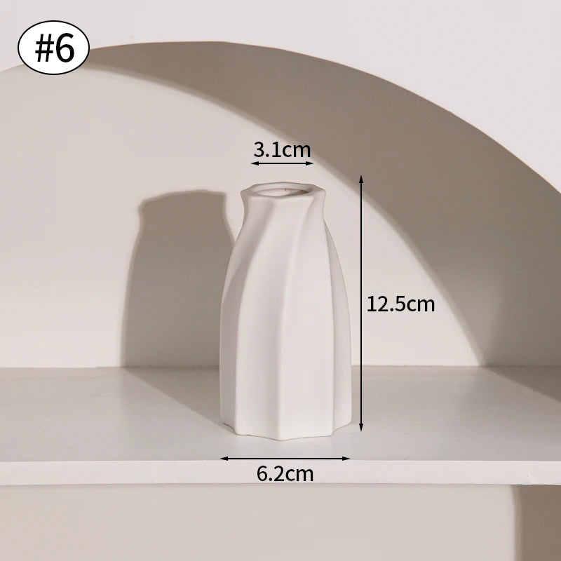 Modern White Ceramic Flower Vase – Nordic Decorative Plant Pot for Home or Wedding