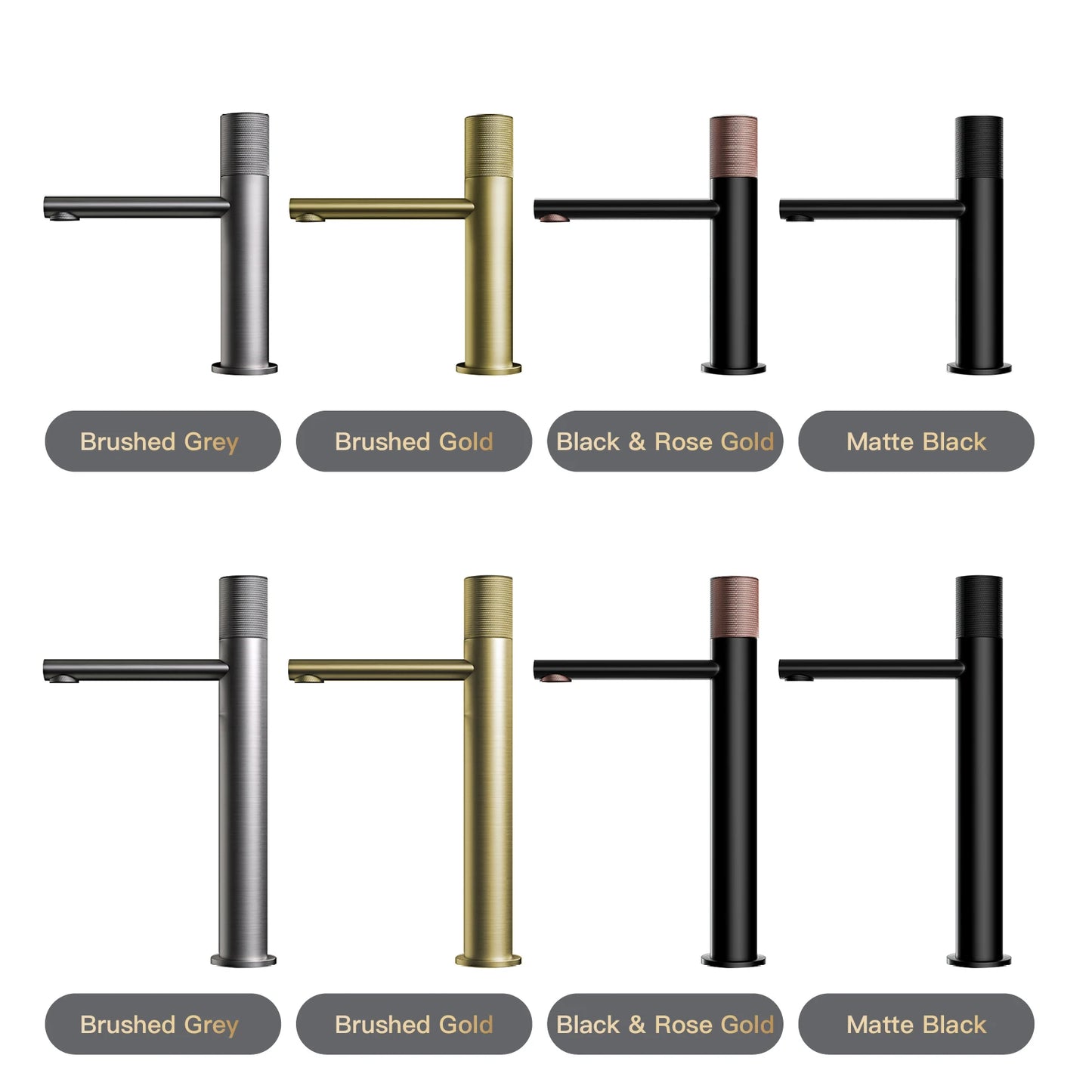 Black Brass Bathroom Faucet – Modern Round Single Handle Sink Tap for Hot & Cold Water