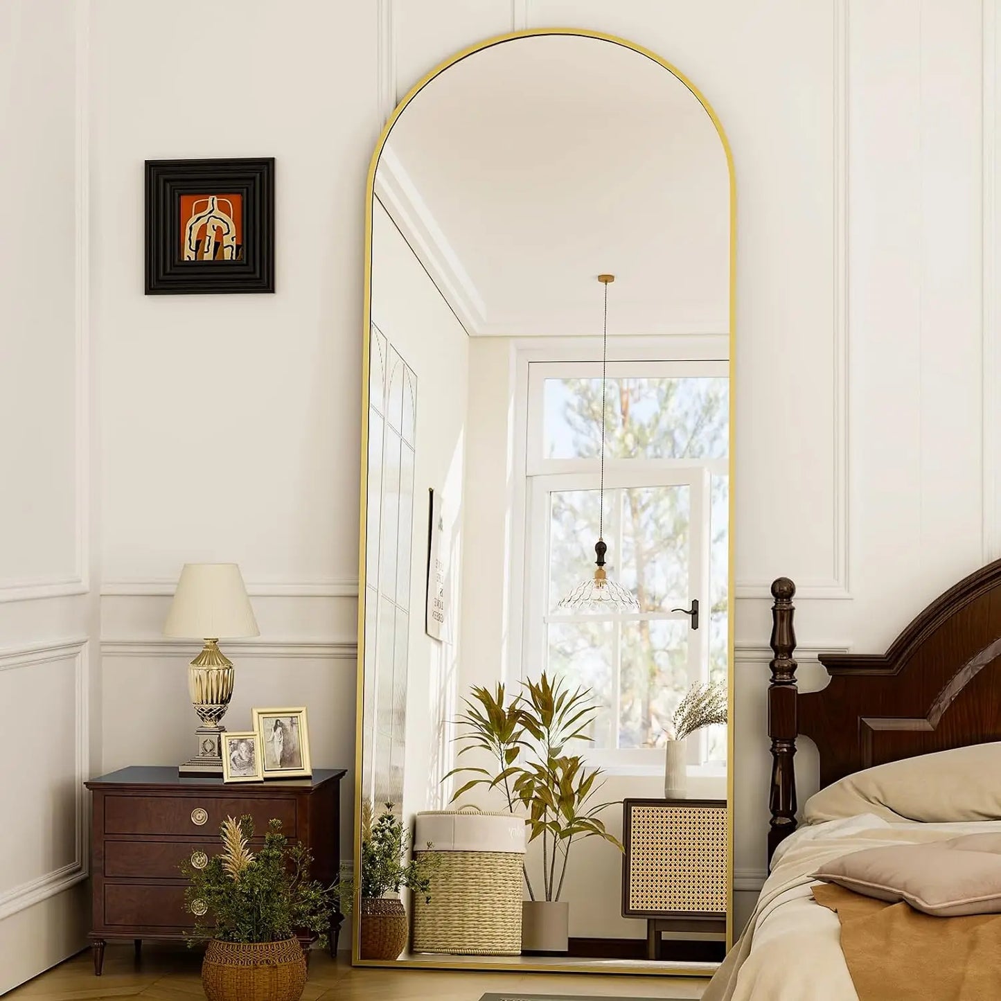 π Arched Full Length Mirror 64"x21" β Aluminum Frame, HD Body Mirror for Bedroom & Living Room