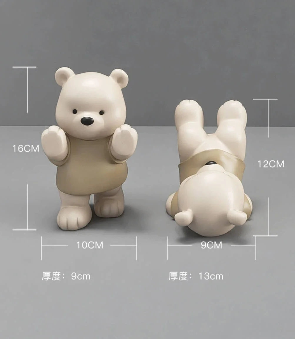 Cute Bear Bookends – Resin Figurines for Shelf & Home Decor