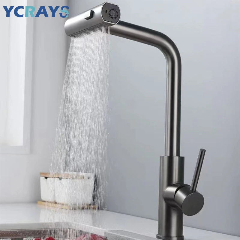 Modern Black Pull Down Kitchen Faucet with Sprayer – Brushed Nickel Finish, Single Handle Sink Mixer Tap