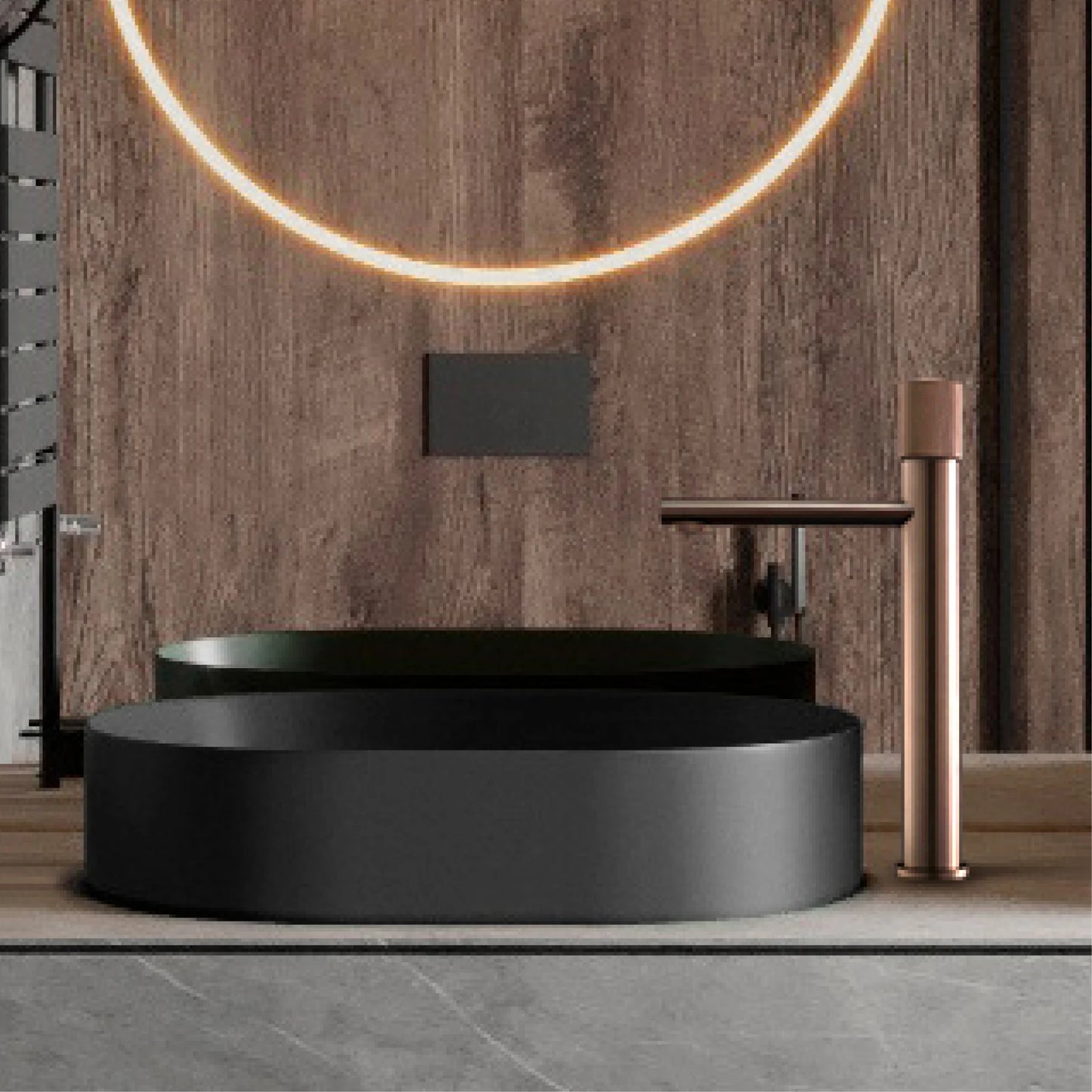 Black Brass Bathroom Faucet – Modern Round Single Handle Sink Tap for Hot & Cold Water