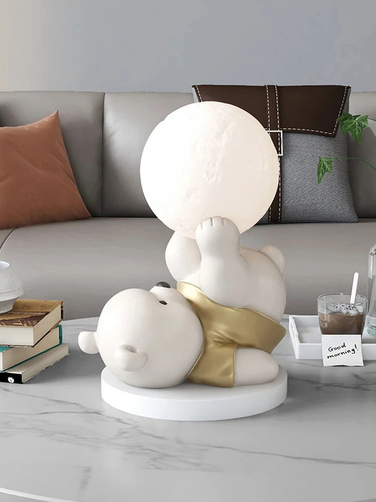 Nordic Bear Statue for Home Decor – Cute Resin Animal Figurine for Living Room, Desk or Entryway