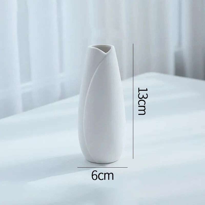 Modern White Ceramic Flower Vase – Nordic Decorative Plant Pot for Home or Wedding
