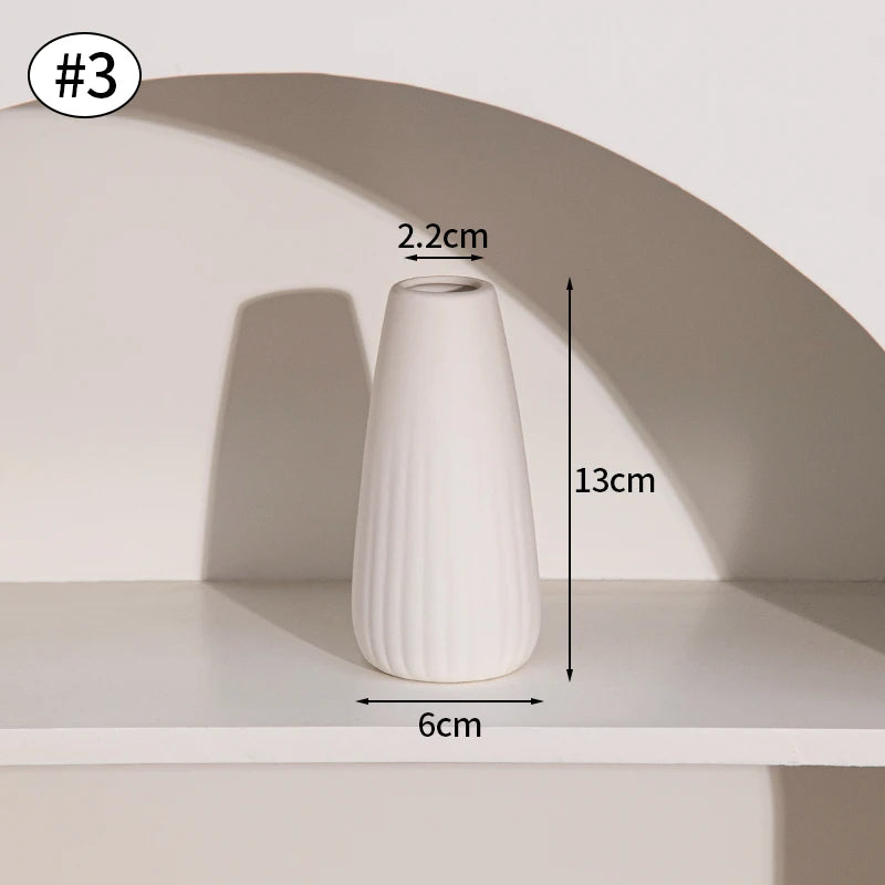 Modern White Ceramic Flower Vase – Nordic Decorative Plant Pot for Home or Wedding