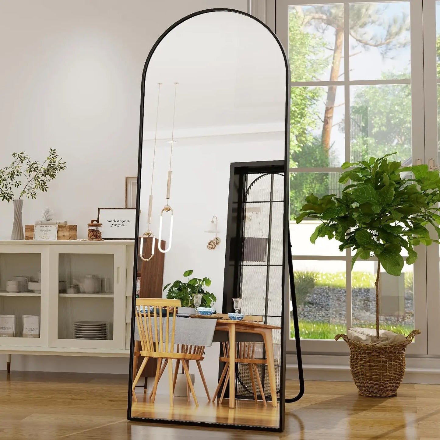 π Arched Full Length Mirror 64"x21" β Aluminum Frame, HD Body Mirror for Bedroom & Living Room