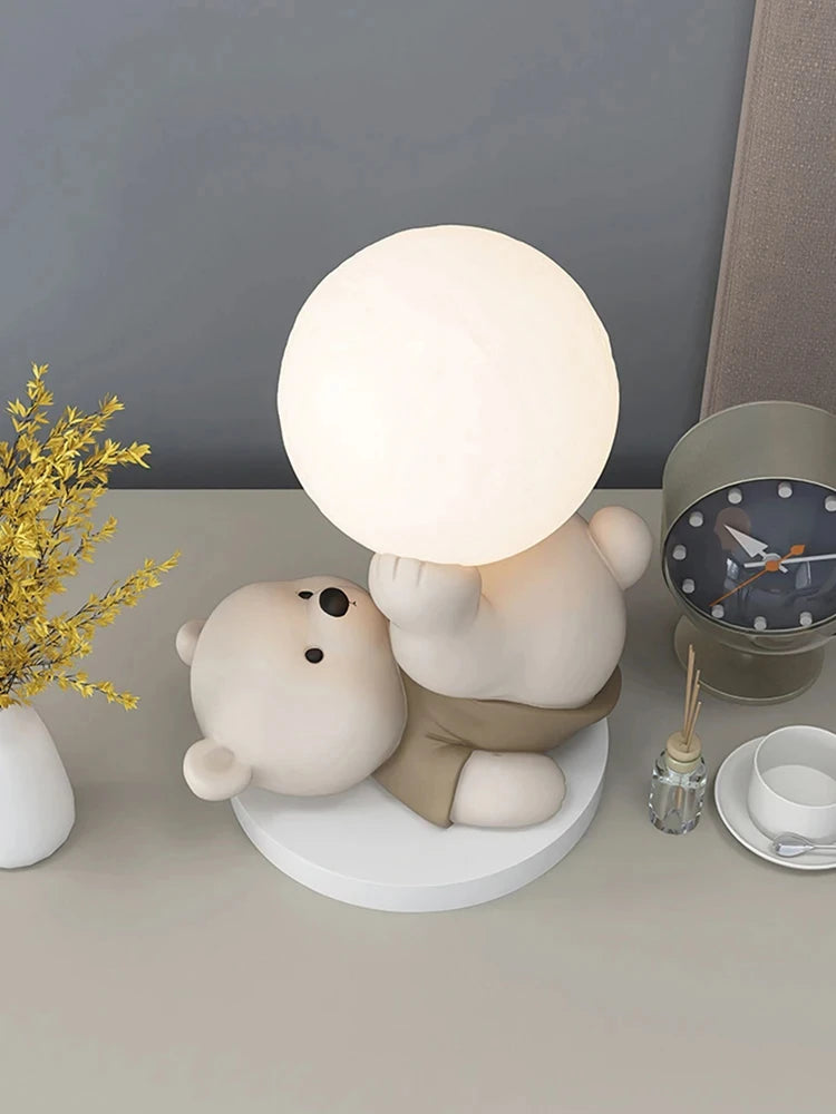 Nordic Bear Statue for Home Decor – Cute Resin Animal Figurine for Living Room, Desk or Entryway