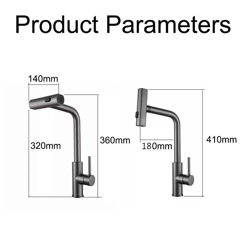 Modern Black Pull Down Kitchen Faucet with Sprayer – Brushed Nickel Finish, Single Handle Sink Mixer Tap