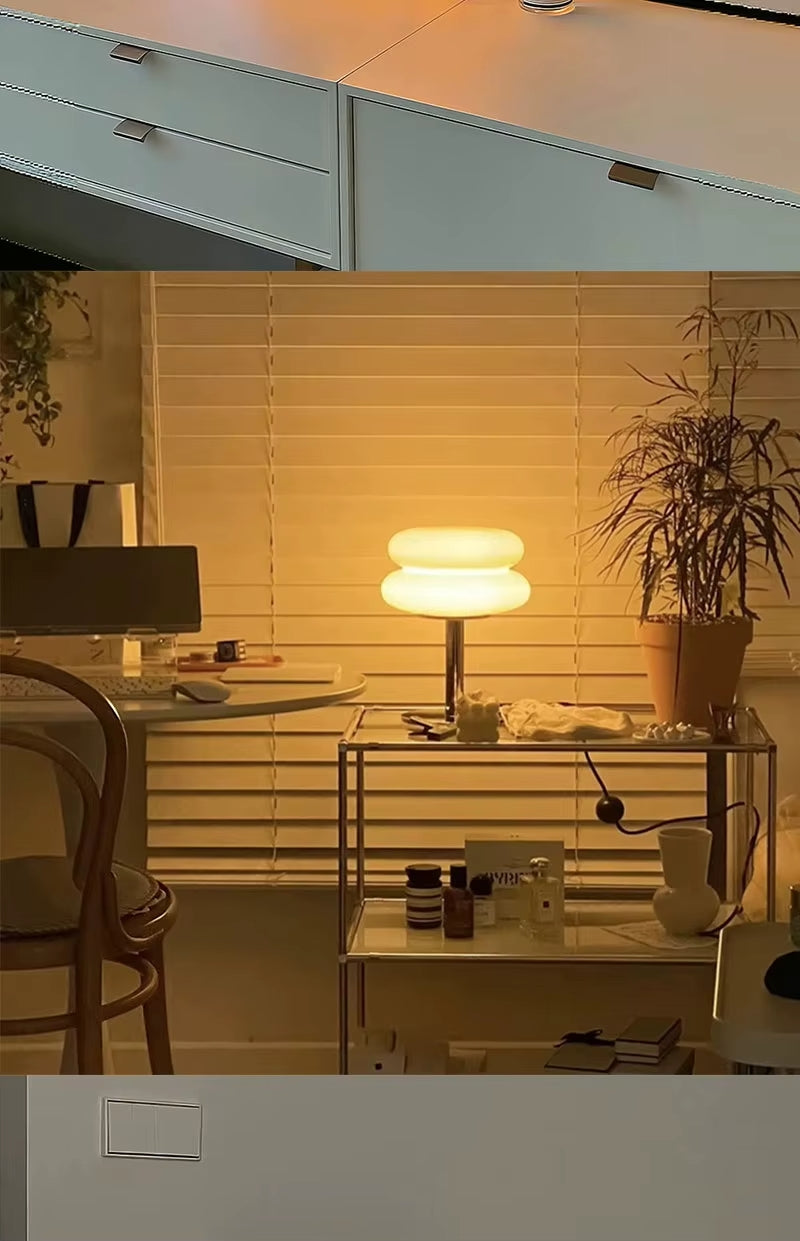 Macaron Glass Table Lamp Trichromatic Dimming Living Room Atmosphere Lamps Eye Protection Night Light Girl Bedroom Bedside Decor