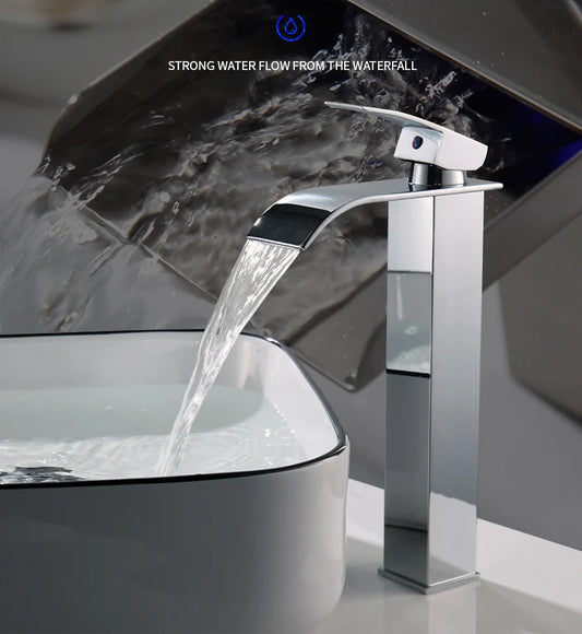 Waterfall Bathroom Faucet – Hot & Cold Dual Control, Stainless Steel