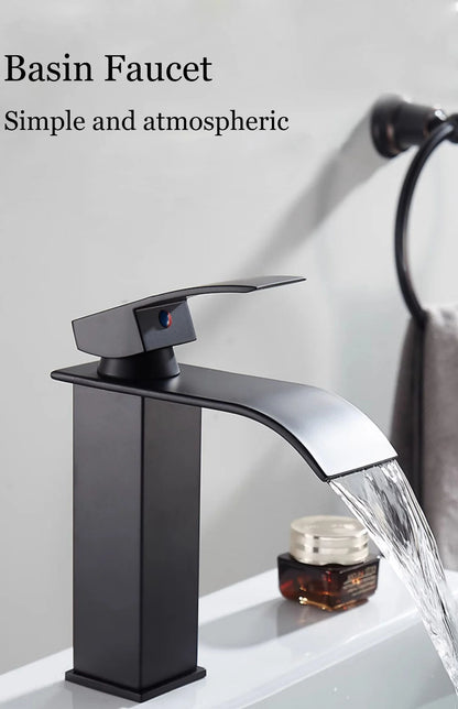 Waterfall Bathroom Faucet – Hot & Cold Dual Control, Stainless Steel