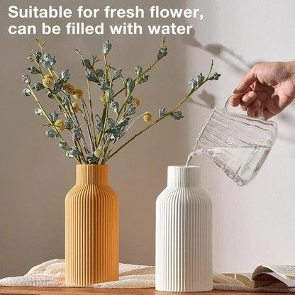 White Ceramic Vase for Home Decor – Kitchen, Bedroom, Living Room & Table Centerpiece