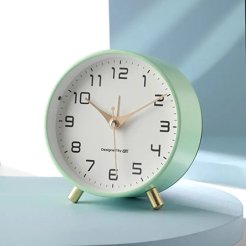 Nordic Light Luxury Household Alarm Clock Students Use A Simple Clock with A Frosted Metal Table Alarm Clock