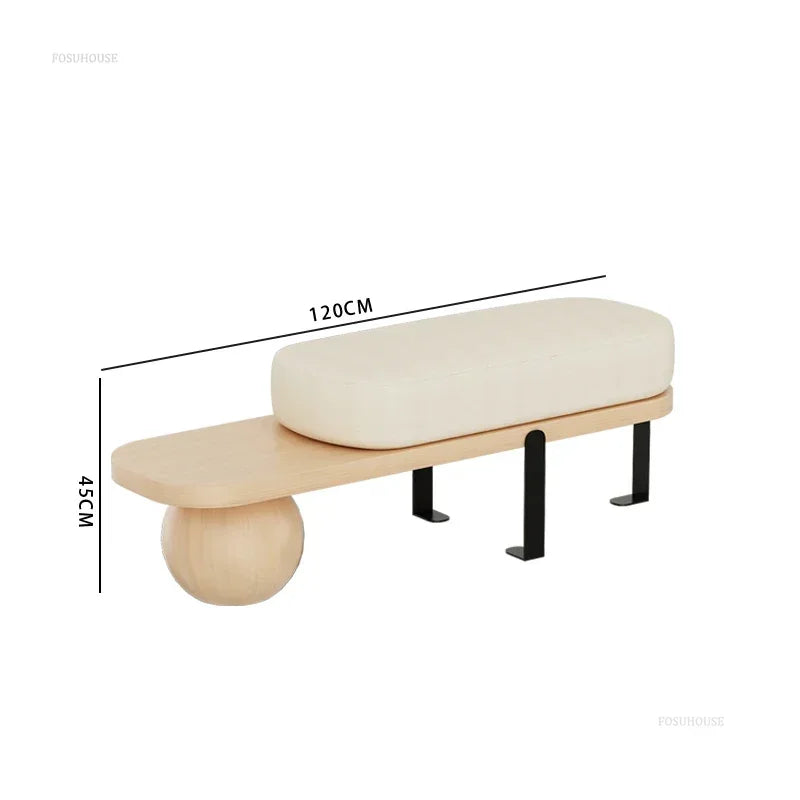 Creative U-shaped Footstool Solid Wood Bench Living Room Furniture Home Door Shoe Changing Stool Entrance Bedroom Bedside Stool