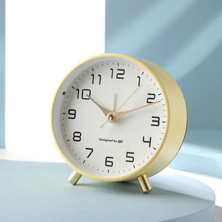Nordic Light Luxury Household Alarm Clock Students Use A Simple Clock with A Frosted Metal Table Alarm Clock