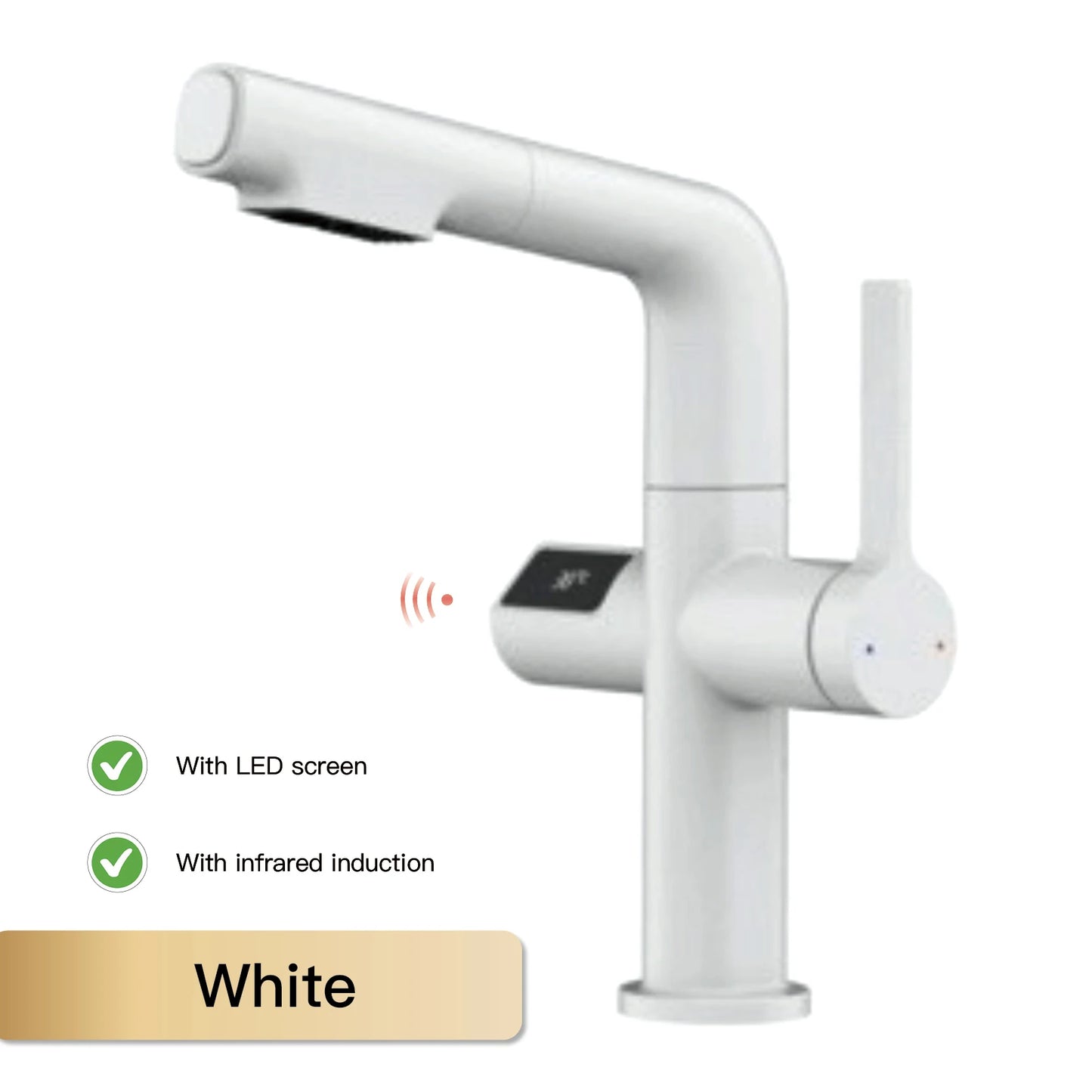 Gun Gray Brass Kitchen Faucet with Digital Display, Sensor, Pull-Out Spray, Hot & Cold Mixer