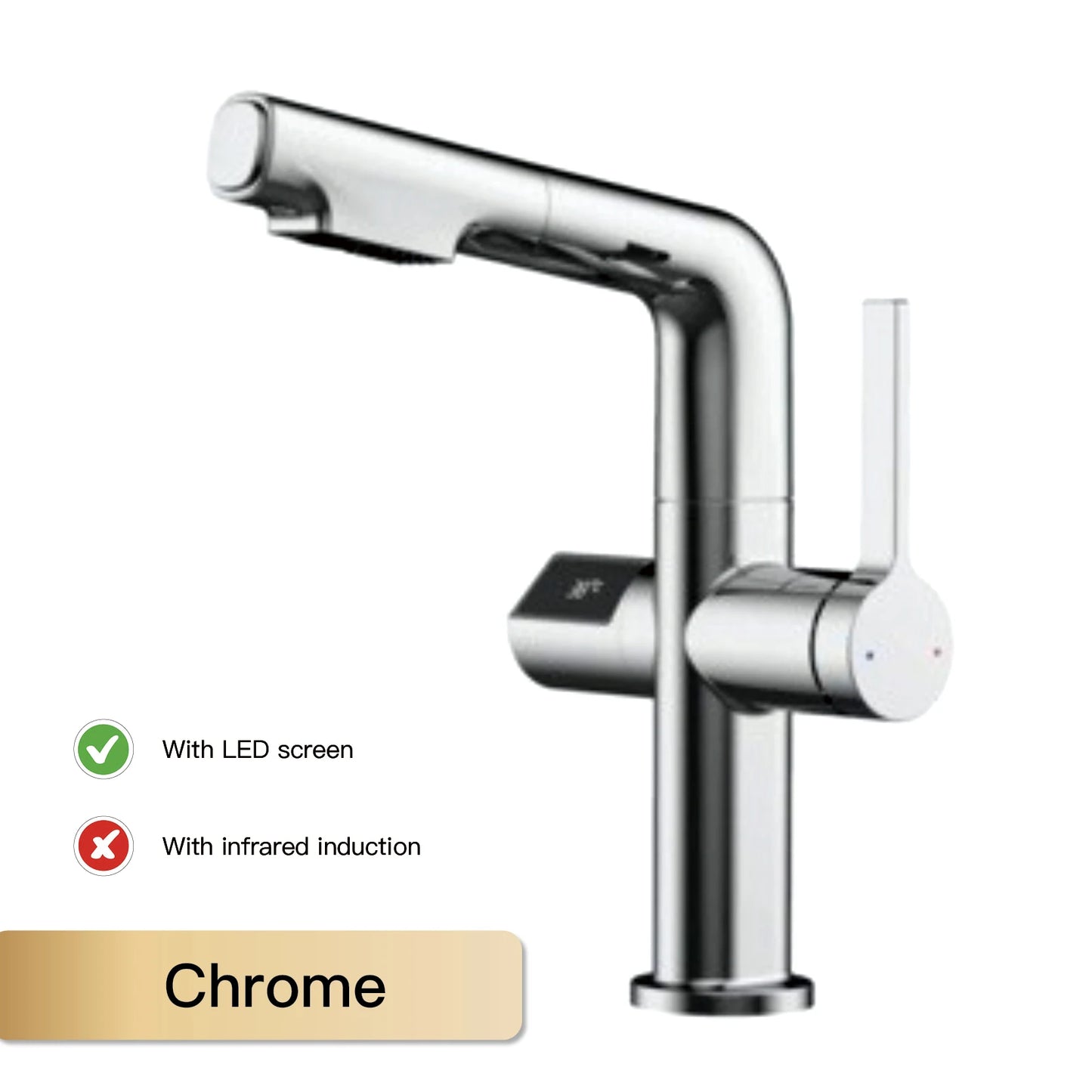 Gun Gray Brass Kitchen Faucet with Digital Display, Sensor, Pull-Out Spray, Hot & Cold Mixer