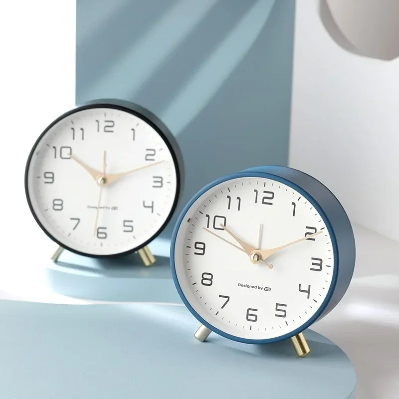 Nordic Light Luxury Household Alarm Clock Students Use A Simple Clock with A Frosted Metal Table Alarm Clock