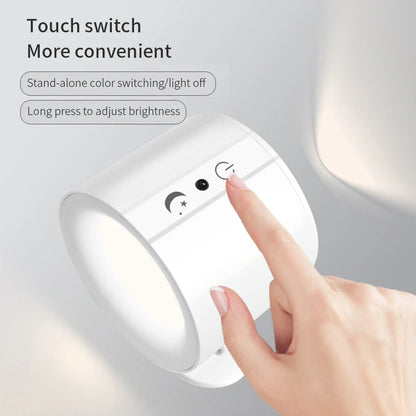 LED Wall Sconce Light – Touch Control, Dual Head, 360° Rotatable, 3-Color Modes, Rechargeable Night Lamp