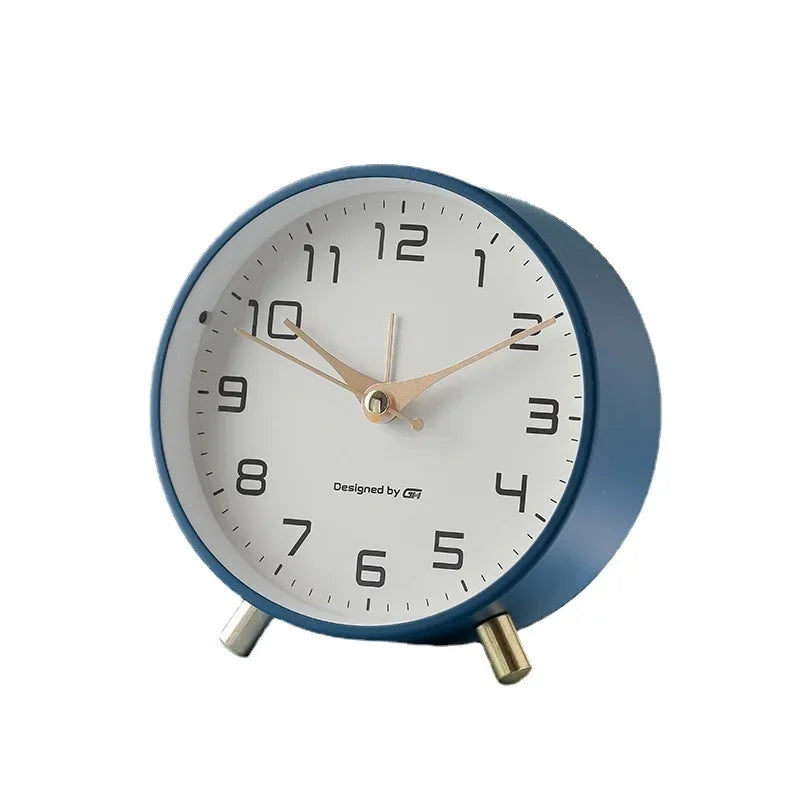 Nordic Light Luxury Household Alarm Clock Students Use A Simple Clock with A Frosted Metal Table Alarm Clock