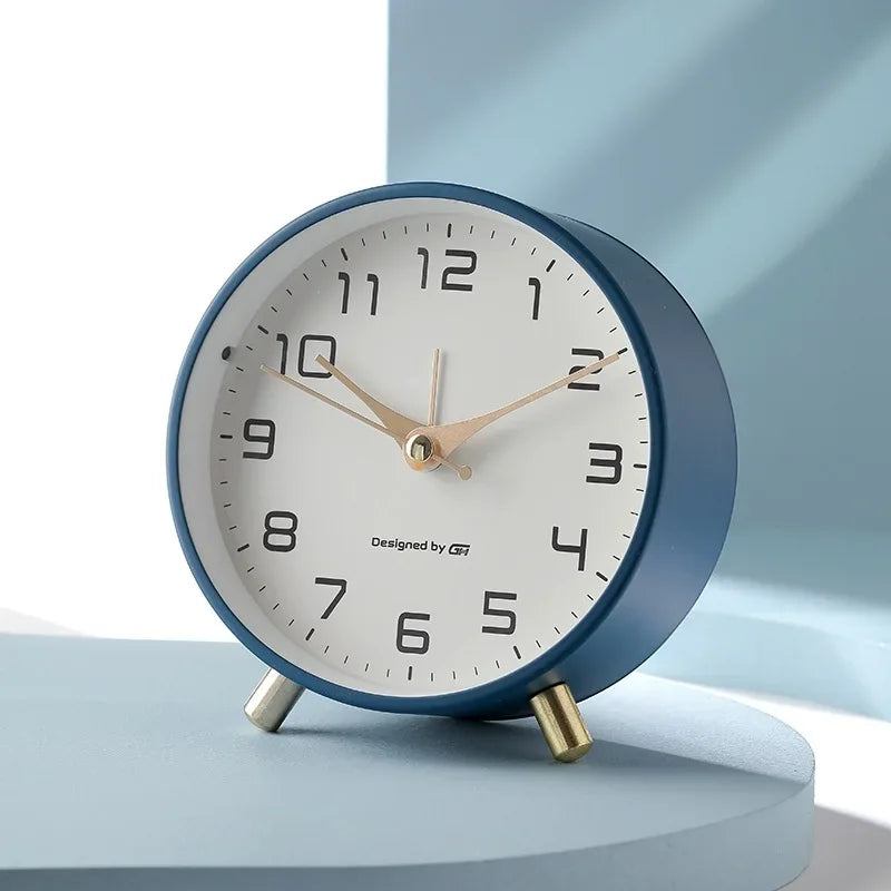 Nordic Light Luxury Household Alarm Clock Students Use A Simple Clock with A Frosted Metal Table Alarm Clock