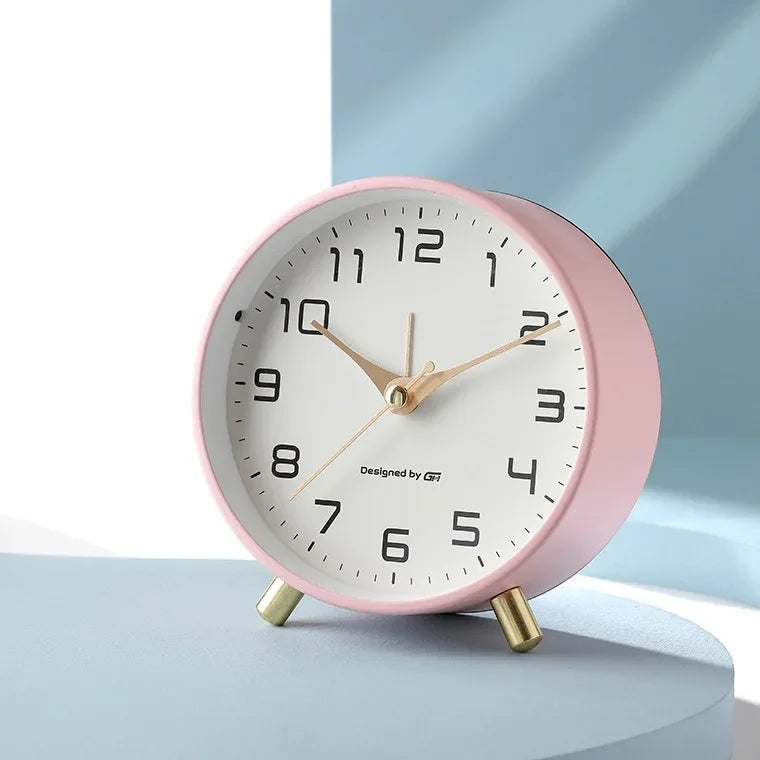 Nordic Light Luxury Household Alarm Clock Students Use A Simple Clock with A Frosted Metal Table Alarm Clock