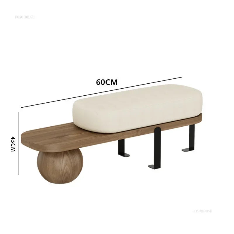 Creative U-shaped Footstool Solid Wood Bench Living Room Furniture Home Door Shoe Changing Stool Entrance Bedroom Bedside Stool