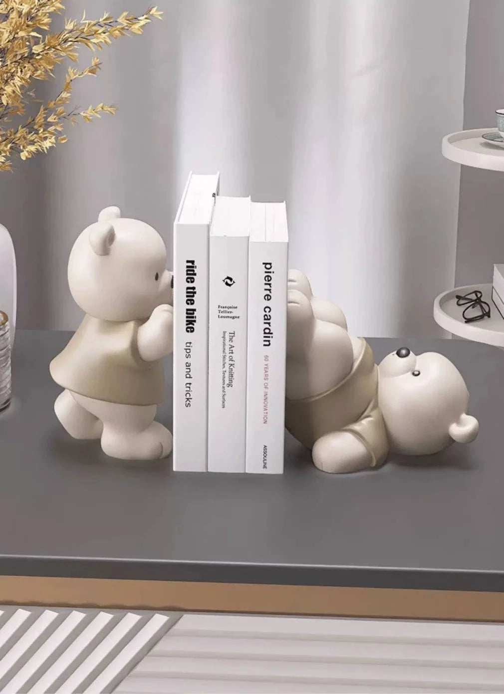 Cute Bear Bookends – Resin Figurines for Shelf & Home Decor