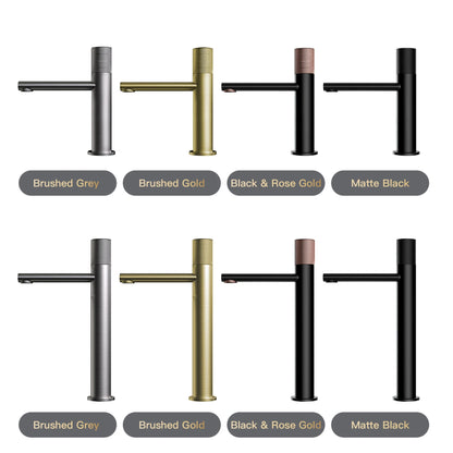Black Brass Bathroom Faucet – Modern Round Single Handle Sink Tap for Hot & Cold Water