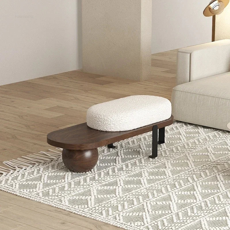 Creative U-shaped Footstool Solid Wood Bench Living Room Furniture Home Door Shoe Changing Stool Entrance Bedroom Bedside Stool