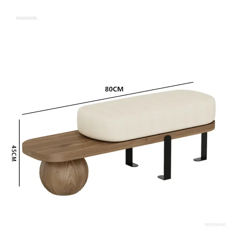 Creative U-shaped Footstool Solid Wood Bench Living Room Furniture Home Door Shoe Changing Stool Entrance Bedroom Bedside Stool