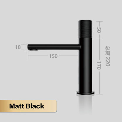 Black Brass Bathroom Faucet – Modern Round Single Handle Sink Tap for Hot & Cold Water
