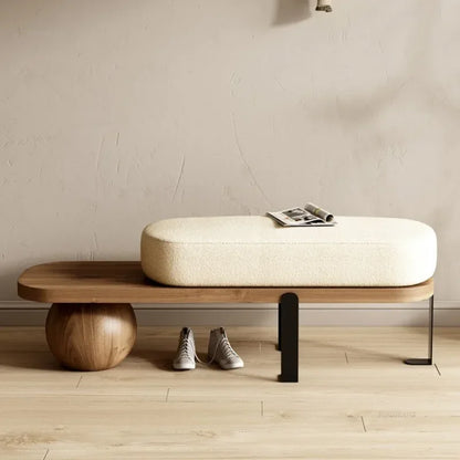 Creative U-shaped Footstool Solid Wood Bench Living Room Furniture Home Door Shoe Changing Stool Entrance Bedroom Bedside Stool
