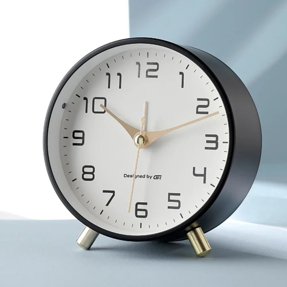 Nordic Light Luxury Household Alarm Clock Students Use A Simple Clock with A Frosted Metal Table Alarm Clock