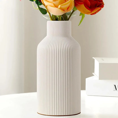 White Ceramic Vase for Home Decor – Kitchen, Bedroom, Living Room & Table Centerpiece