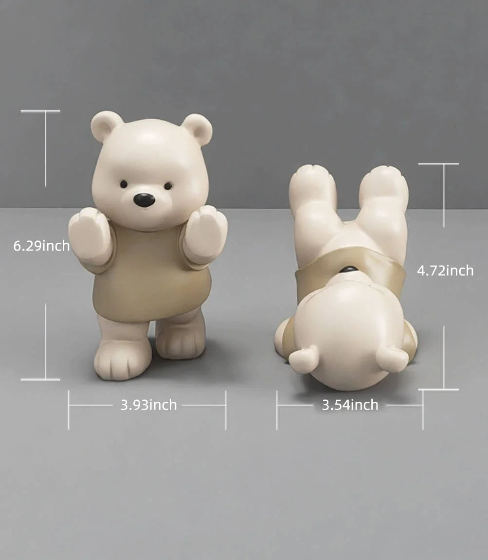 Cute Bear Bookends – Resin Figurines for Shelf & Home Decor