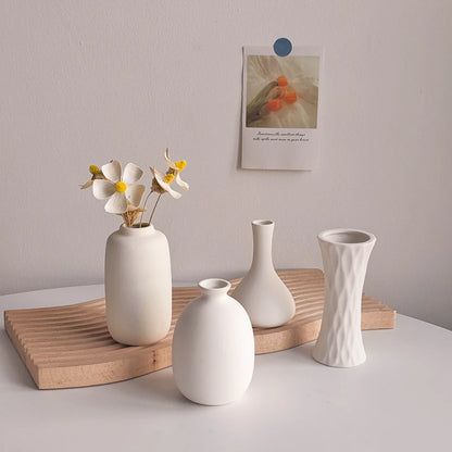 Modern White Ceramic Flower Vase – Nordic Decorative Plant Pot for Home or Wedding