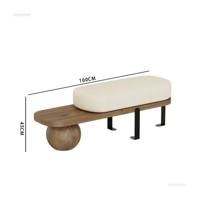 Creative U-shaped Footstool Solid Wood Bench Living Room Furniture Home Door Shoe Changing Stool Entrance Bedroom Bedside Stool