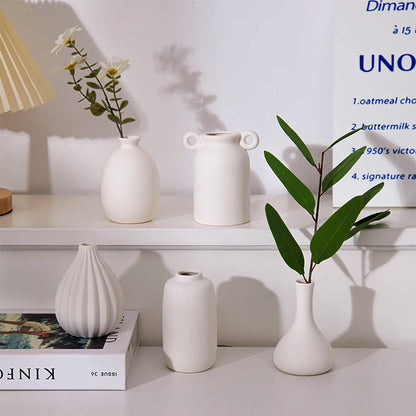 Modern White Ceramic Flower Vase – Nordic Decorative Plant Pot for Home or Wedding