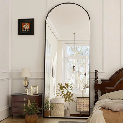 🔍 Arched Full Length Mirror 64"x21" – Aluminum Frame, HD Body Mirror for Bedroom & Living Room